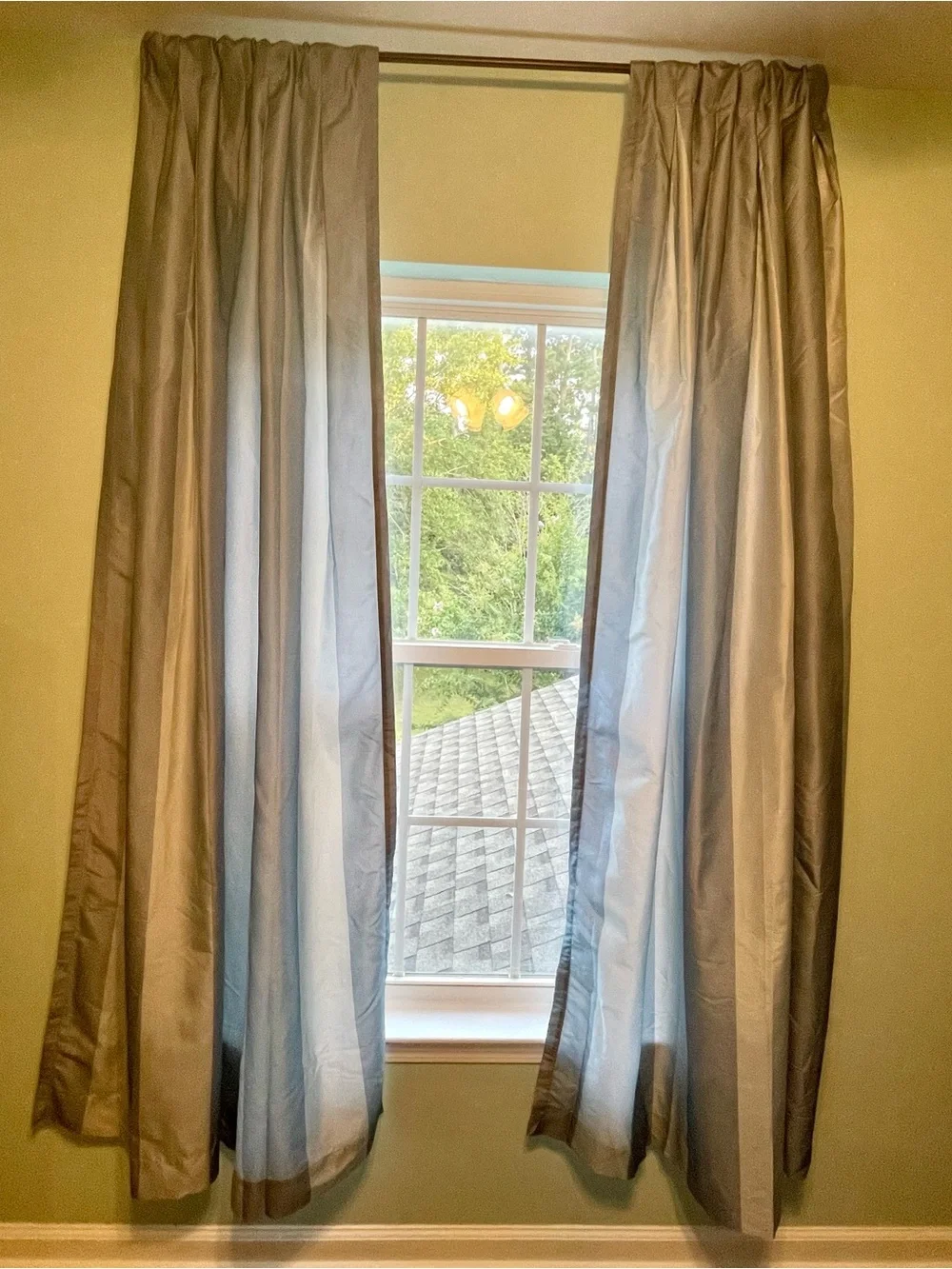 Springs Global Striped Curtain Panels – Set of 2 – Blue & White – Lined – 84”